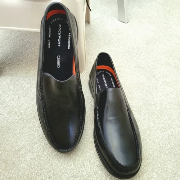 Rockport Loafers Size 11.5 M Rockport Palmer Black Leather Slip-On Dress Shoes - Picture 2 of 16